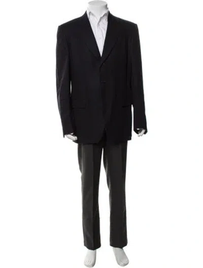 Pre-owned Isaia Wool Striped Blazer In Blue