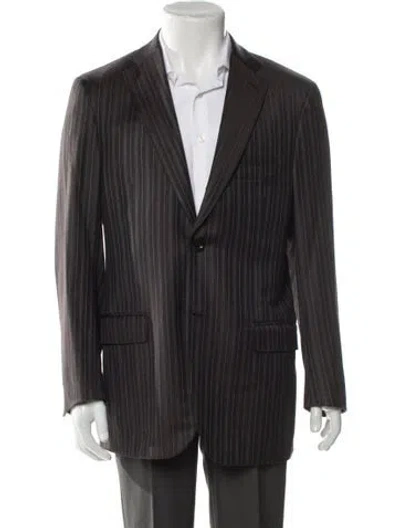 Pre-owned Isaia Wool Striped Blazer In Gray