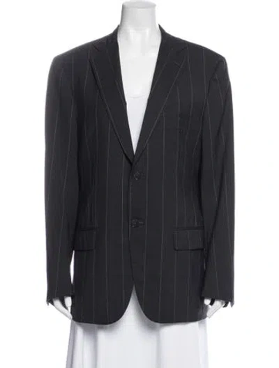Pre-owned Isaia Wool Striped Blazer In Grey