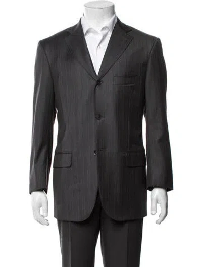 Pre-owned Isaia Wool Striped Two-piece Blazer In Grey