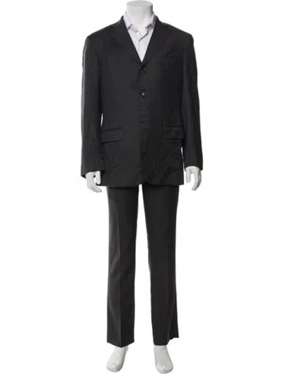 Pre-owned Isaia Wool Striped Two-piece Blazer In Grey
