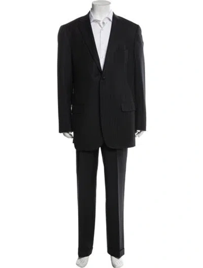 Pre-owned Isaia Wool Striped Two-piece Suit In Black