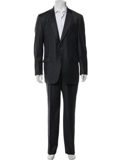 Pre-owned Isaia Wool Striped Two-piece Suit In Black
