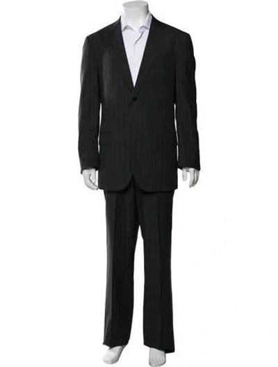 Pre-owned Isaia Wool Striped Two-piece Suit In Black