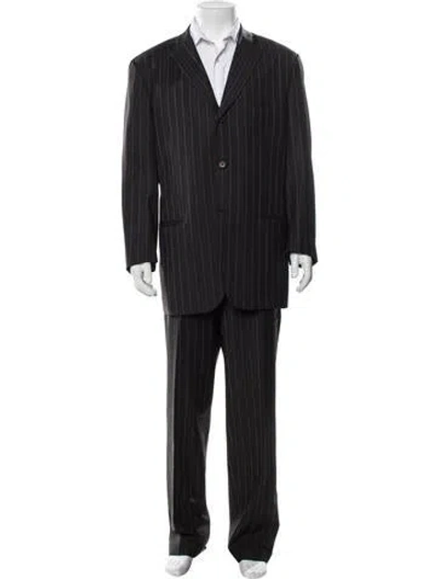 Pre-owned Isaia Wool Striped Two-piece Suit In Black