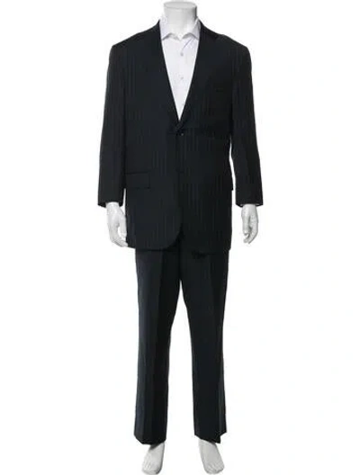 Pre-owned Isaia Wool Striped Two-piece Suit In Black