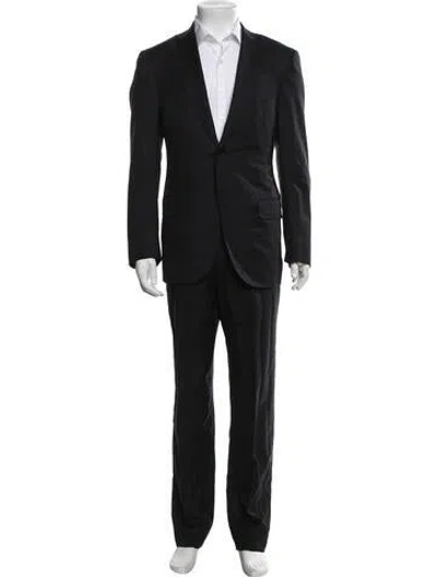 Pre-owned Isaia Wool Striped Two-piece Suit In Black
