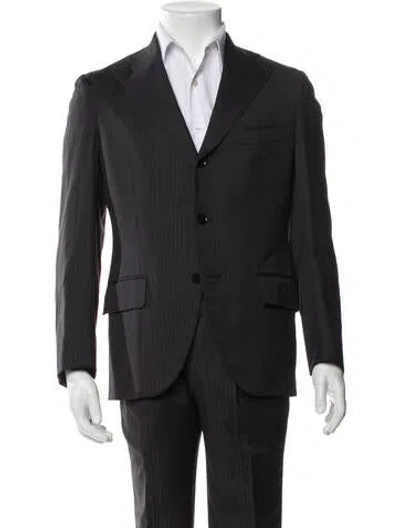 Pre-owned Isaia Wool Striped Two-piece Suit In Blue