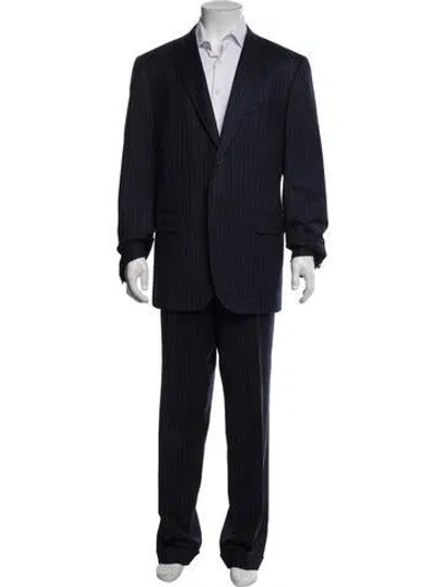 Pre-owned Isaia Wool Striped Two-piece Suit In Blue