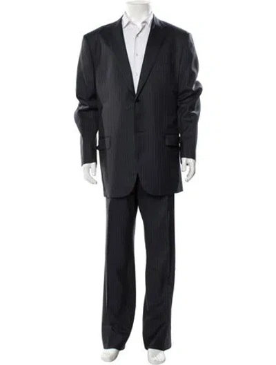 Pre-owned Isaia Wool Striped Two-piece Suit In Blue