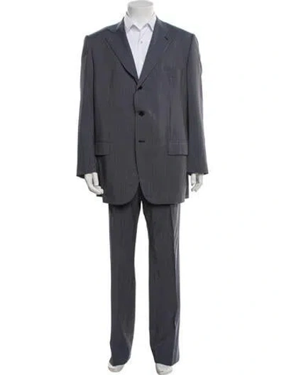 Pre-owned Isaia Wool Striped Two-piece Suit In Blue