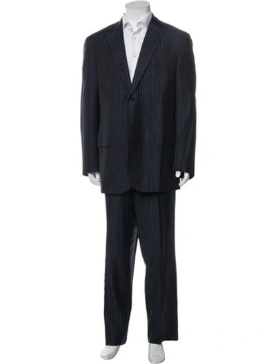 Pre-owned Isaia Wool Striped Two-piece Suit In Blue