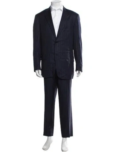 Pre-owned Isaia Wool Striped Two-piece Suit In Blue