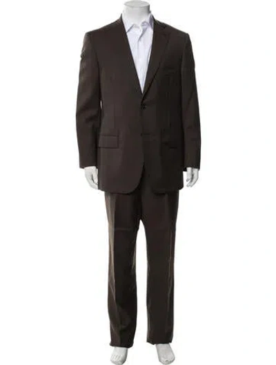 Pre-owned Isaia Wool Striped Two-piece Suit In Brown