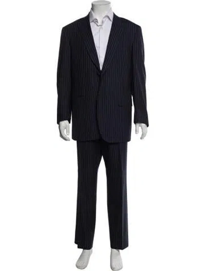 Pre-owned Isaia Wool Striped Two-piece Suit In Gray