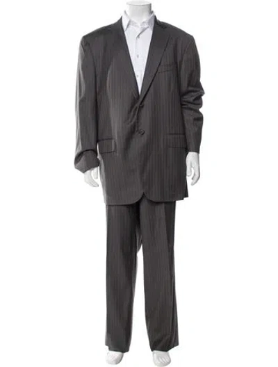 Pre-owned Isaia Wool Striped Two-piece Suit In Gray
