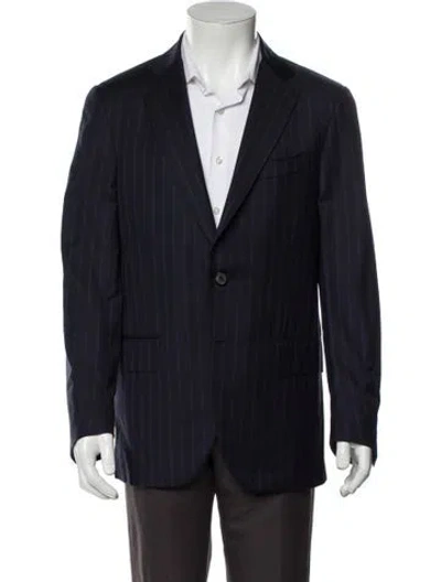 Pre-owned Isaia Wool Striped Windbreaker In Blue