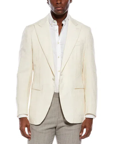 Isaia Wool Textured Blazer In Metallic