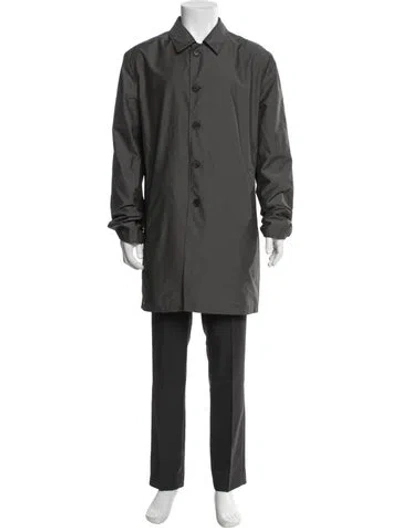 Pre-owned Isaia Wool Trench Coat In Blue