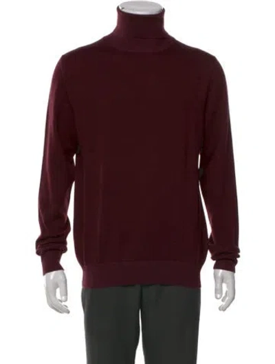 Pre-owned Isaia Wool Turtleneck Pullover In Burgundy