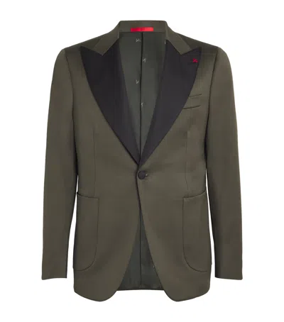 Isaia Wool Tuxedo Jacket In Grey