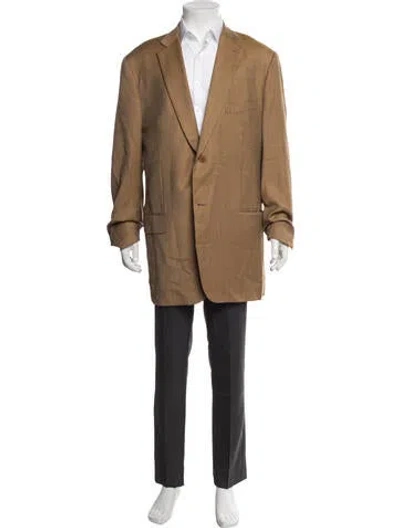 Pre-owned Isaia Wool Tweed Pattern Blazer In Brown