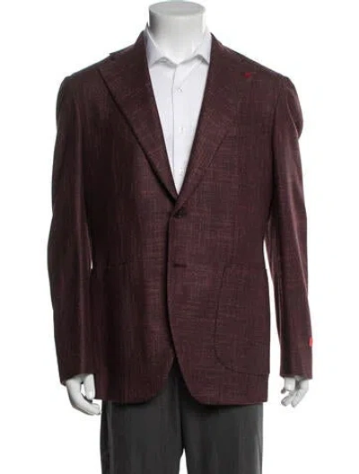 Pre-owned Isaia Wool Tweed Pattern Blazer In Red
