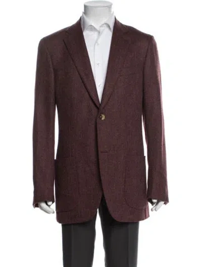Pre-owned Isaia Wool Tweed Pattern Blazer In Red