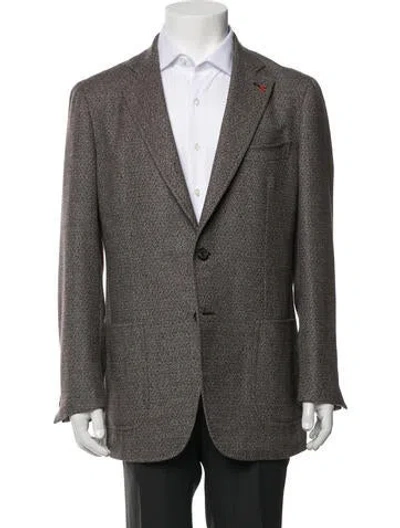 Pre-owned Isaia Wool Tweed Pattern Jacket In Brown