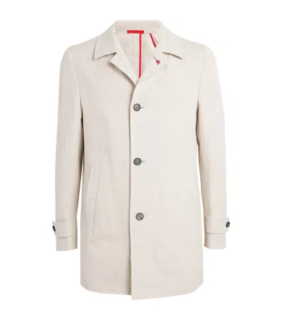 Isaia Wool-twill Walking Coat In Beige