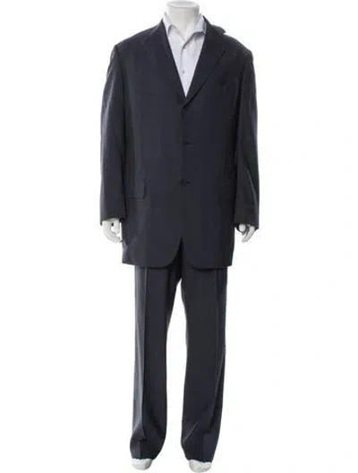 Pre-owned Isaia Wool Two-piece Suit Vest In Blue