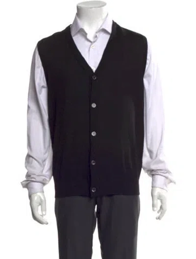 Pre-owned Isaia Wool V-neck Cardigan In Black