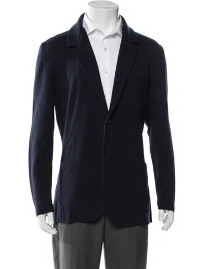Pre-owned Isaia Wool V-neck Cardigan In Blue
