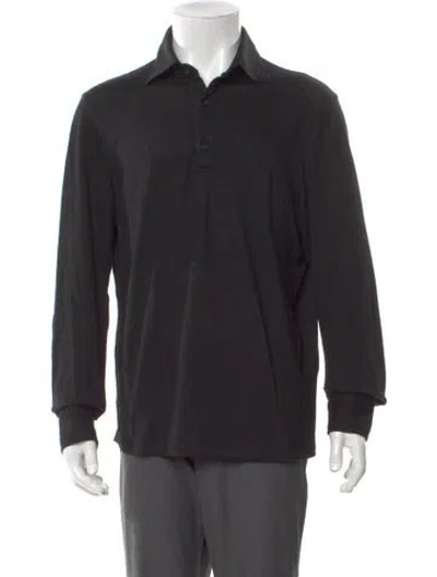 Pre-owned Isaia Wool V-neck Polo Shirt In Black