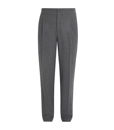Isaia Wool-blend Comfort Slim Trousers In Grey
