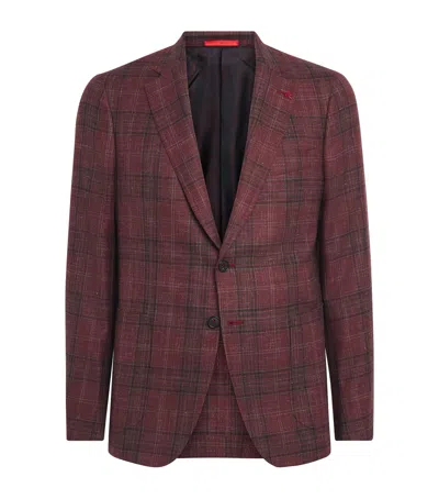 Isaia Wool-cashmere-silk Check Capri Blazer In Pattern