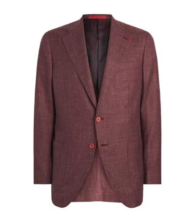 Isaia Wool-cashmere-silk-linen Blazer In Black