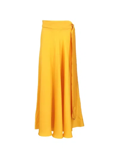 Isaia Wrap-style Flared Maxi Skirt In Yellow