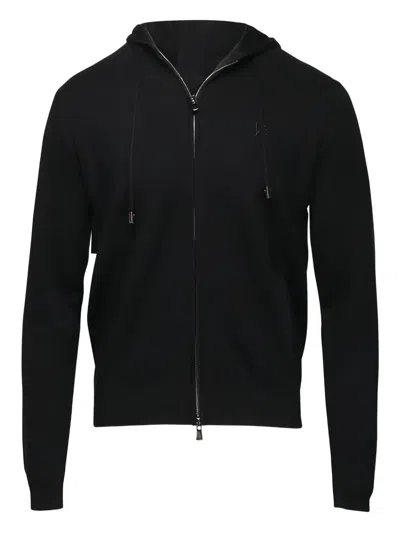 Isaia Zip-up Hoodie In Black
