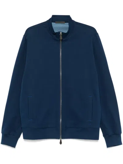Isaia Zipped Sweatshirt In Blue