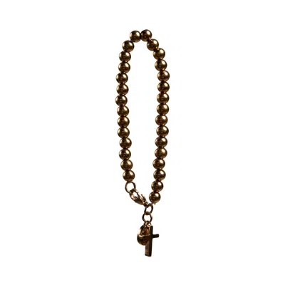 Isaiah 54:17 Women's Gold The Cross Ball Bracelet