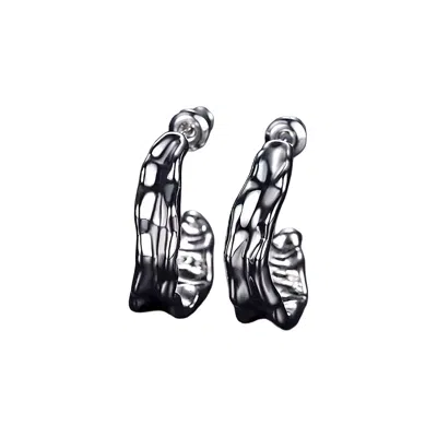 Isaiah 54:17 Women's The Textured Hoop Silver In Black