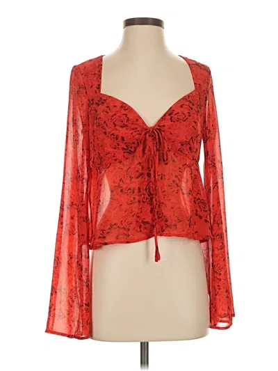 Pre-owned Isalis Long Sleeve Blouse In Red