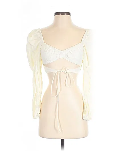 Pre-owned Isalis Long Sleeve Top Ivory Sweetheart Neckline Tops