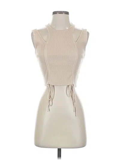 Pre-owned Isalis Sleeveless Top Ivory Halter Neckline Tops In White