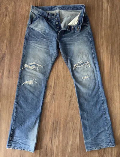 Pre-owned Isamu Katayama Backlash Backlash Repaired Hem Jeans In Blue
