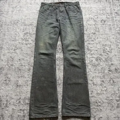 Pre-owned Isamu Katayama Backlash Hickory Pinstripe Bootcut Jeans | M In Multi