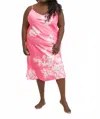Isayes Floral Midi Slip Dress - Plus In Pink And White In Multi