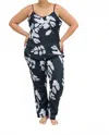 Isayes Floral Scoopneck Pajama Set - Plus In Black And White In Multi