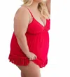Isayes Lace Babydoll Nightwear Set - Plus In Red In Red